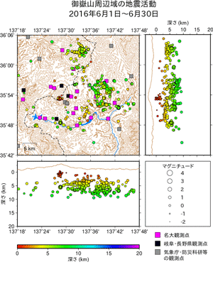 地震活動/2016年6月1日〜6月30日