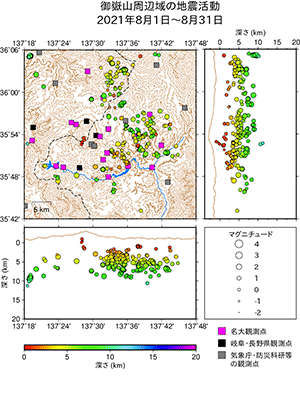 地震活動/2021年8月1日〜8月31日